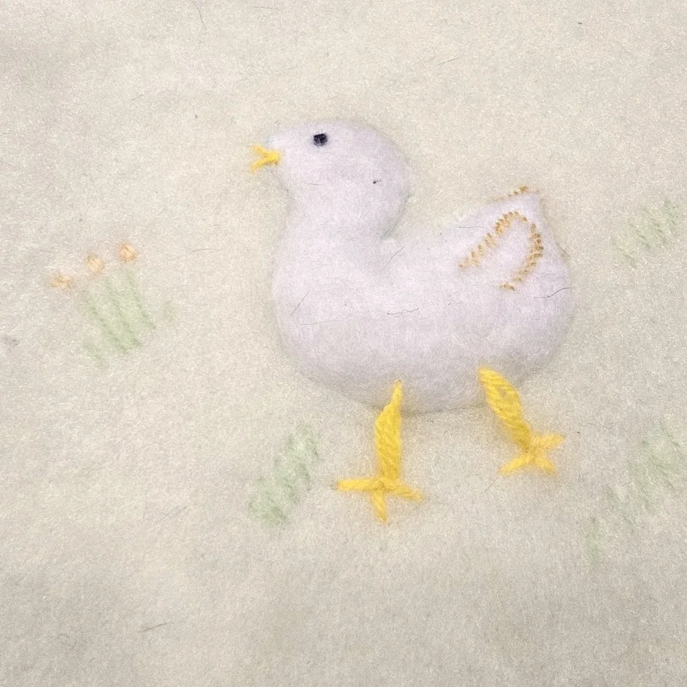 Vintage Trampunto Ducks Baby Blanket Cotton Blend‎ Embroidered Reversible Italy